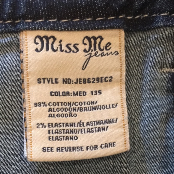 New Miss Me Standard Easy Crop Rhinestone Sequin Embroidered Stretch Jeans W32 - Picture 13 of 14